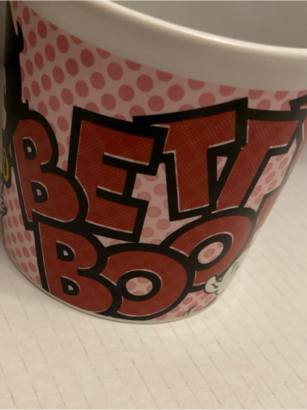 Betty Boop With Dog Logo Polka Dot Coffee Cup 12Oz Size Pink And Red 2006. - Picture 3 of 6